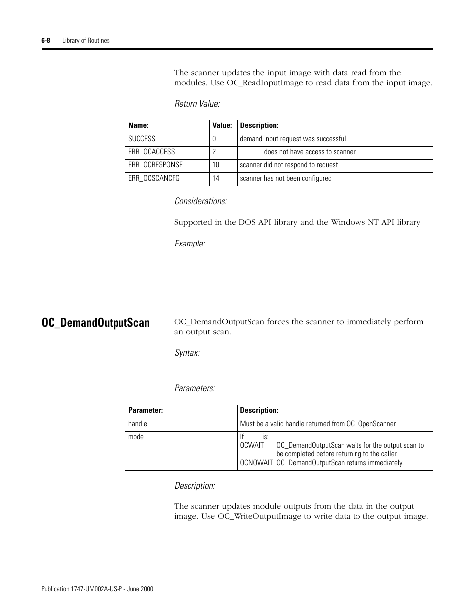 Oc_demandoutputscan, Oc_demandoutputscan -8 | Rockwell Automation 1747-PCIS API Software -  Open Controller User Manual | Page 68 / 174