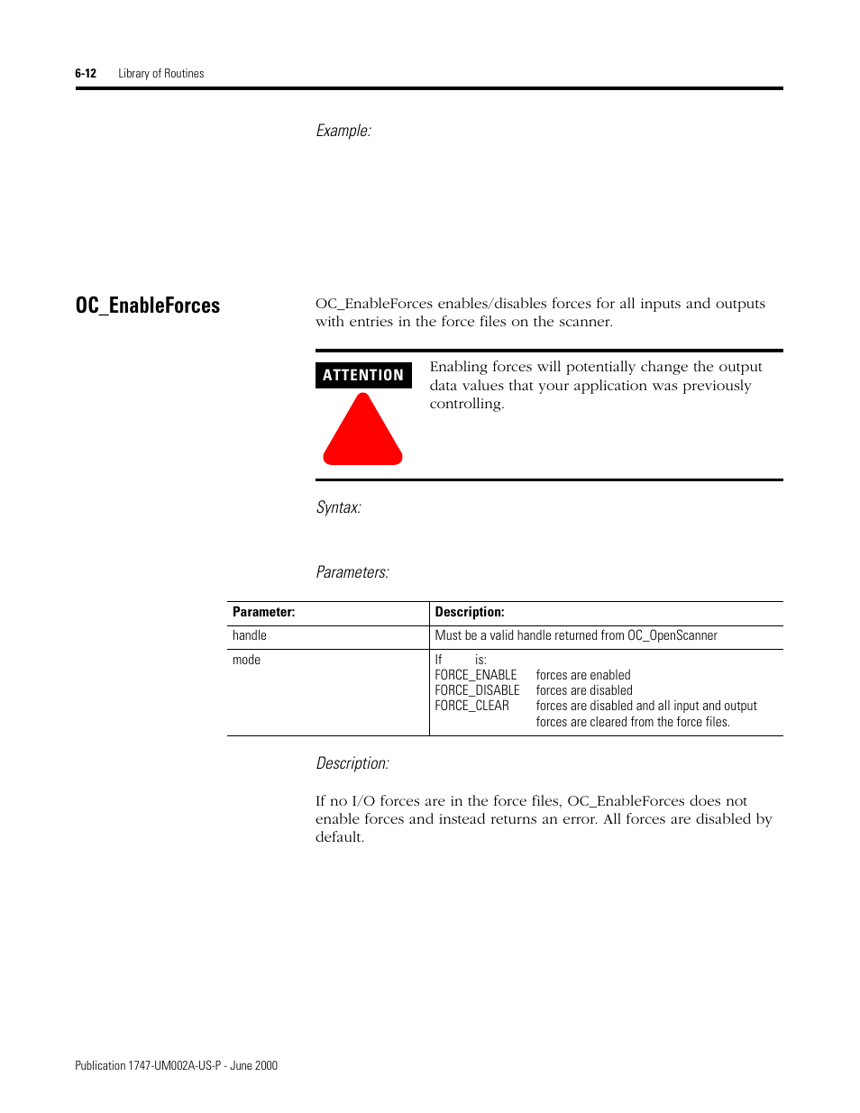 Oc_enableforces, Oc_enableforces -12 | Rockwell Automation 1747-PCIS API Software -  Open Controller User Manual | Page 72 / 174