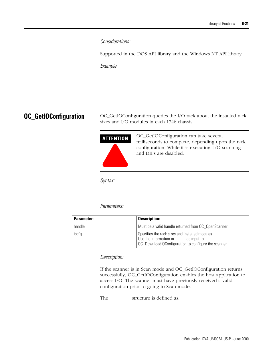 Oc_getioconfiguration, Oc_getioconfiguration -21 | Rockwell Automation 1747-PCIS API Software -  Open Controller User Manual | Page 81 / 174