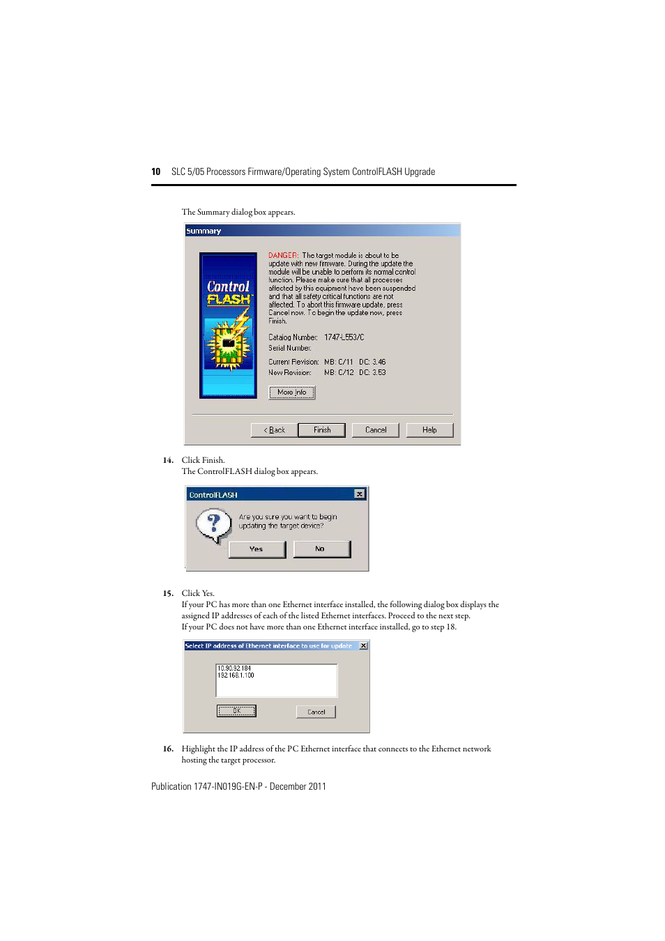 Rockwell Automation 1747-DU501 SLC 5/05 Processors Firmware/Operating System ControlFLASH Upgrade Installation User Manual | Page 10 / 20