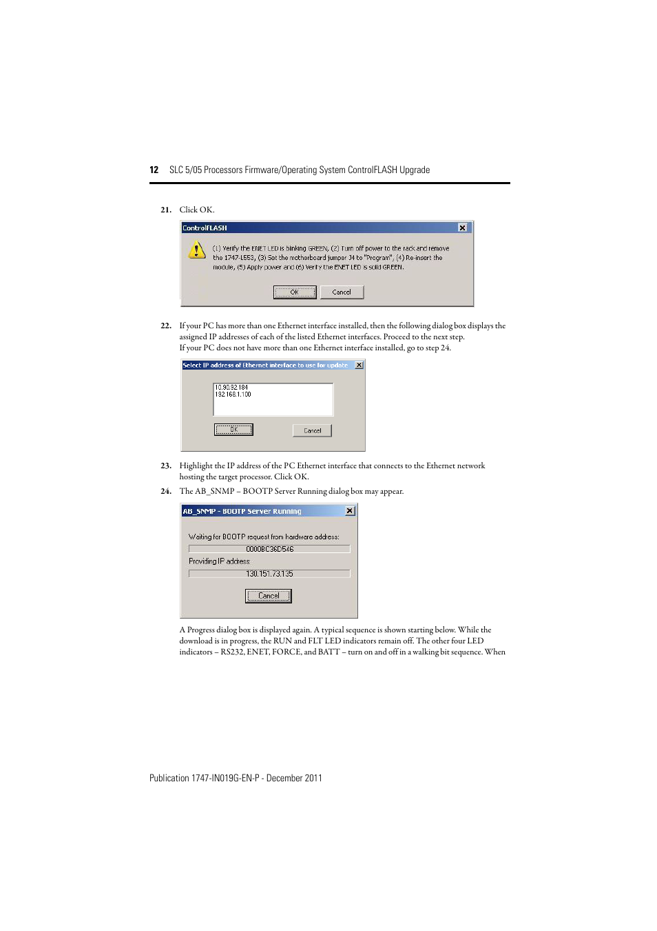 Rockwell Automation 1747-DU501 SLC 5/05 Processors Firmware/Operating System ControlFLASH Upgrade Installation User Manual | Page 12 / 20