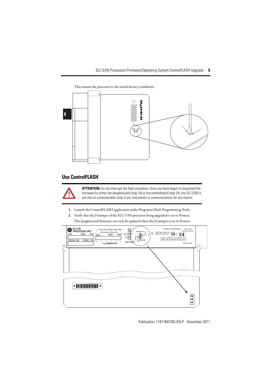 Use controlflash | Rockwell Automation 1747-DU501 SLC 5/05 Processors Firmware/Operating System ControlFLASH Upgrade Installation User Manual | Page 5 / 20