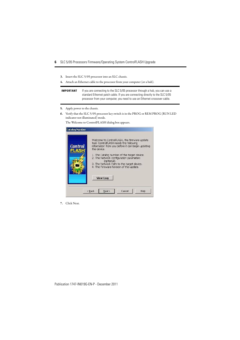 Rockwell Automation 1747-DU501 SLC 5/05 Processors Firmware/Operating System ControlFLASH Upgrade Installation User Manual | Page 6 / 20