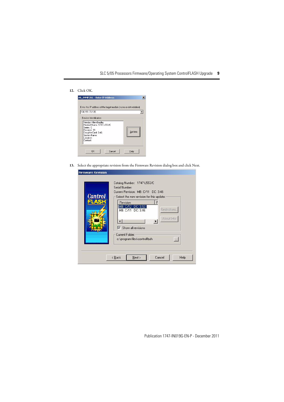 Rockwell Automation 1747-DU501 SLC 5/05 Processors Firmware/Operating System ControlFLASH Upgrade Installation User Manual | Page 9 / 20