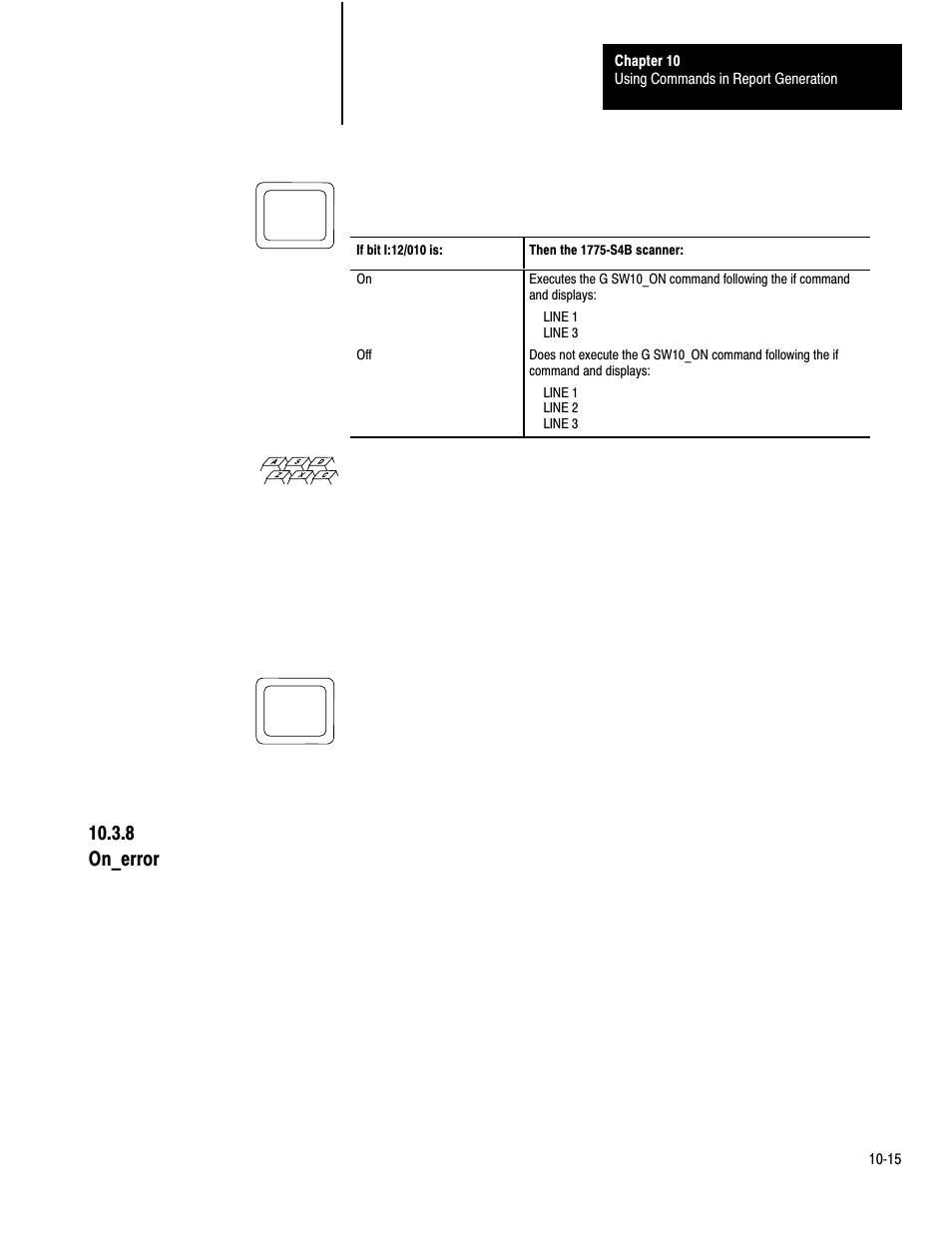 10ć15, 8 on_error | Rockwell Automation 1775-S4B,D17756.5.3 User Manual SCANNER/MSG HND User Manual | Page 118 / 167