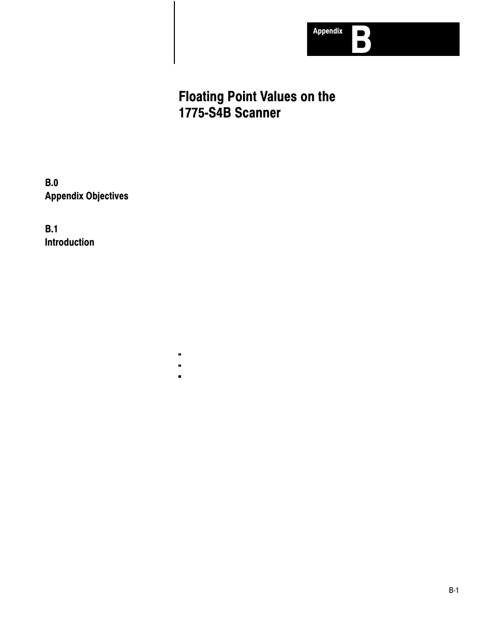 B - floating point values on the 1775-s4b scanner | Rockwell Automation 1775-S4B,D17756.5.3 User Manual SCANNER/MSG HND User Manual | Page 142 / 167