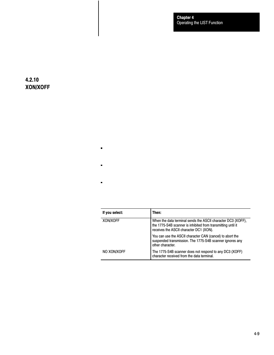 10 xon/xoff | Rockwell Automation 1775-S4B,D17756.5.3 User Manual SCANNER/MSG HND User Manual | Page 31 / 167