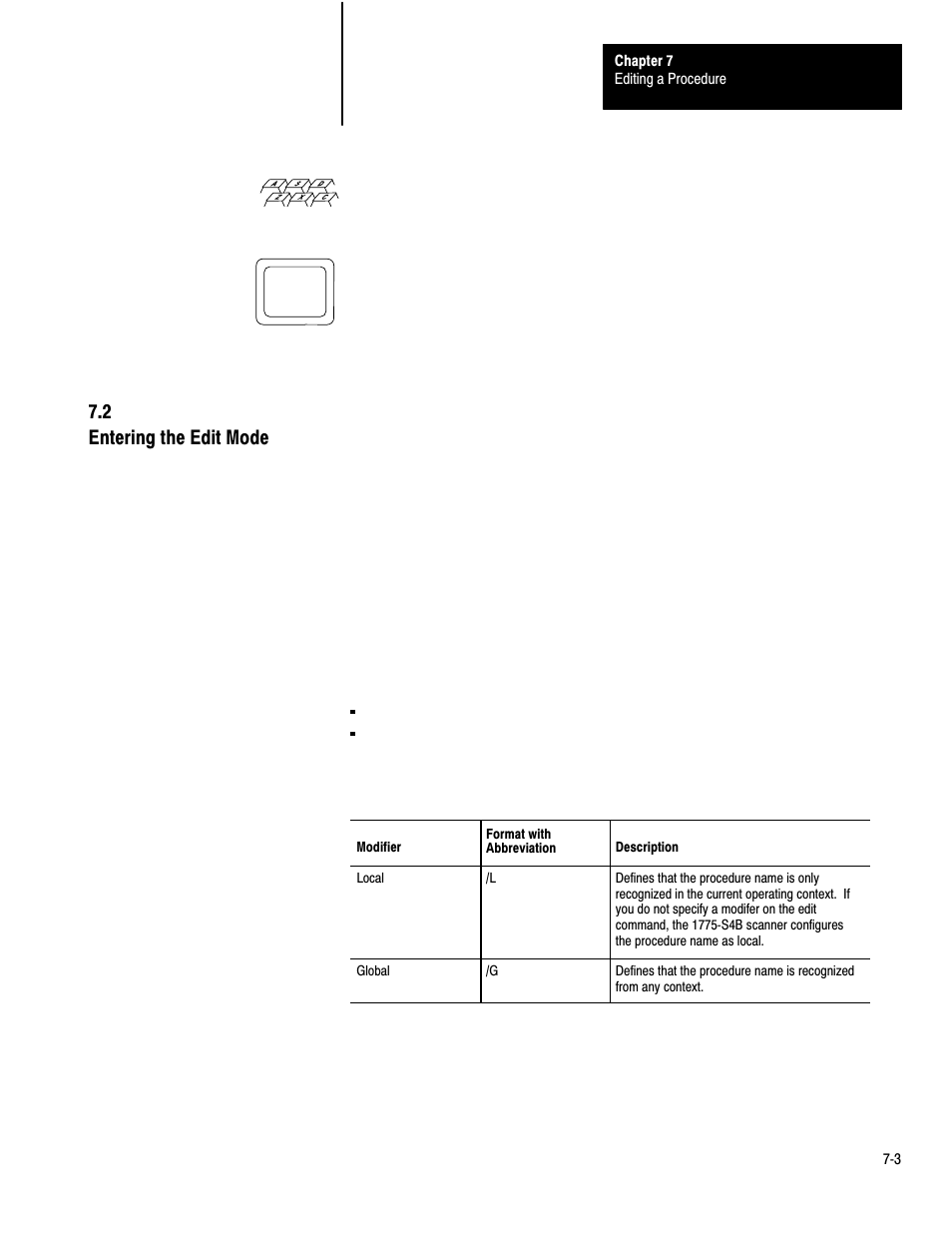 2 entering the edit mode | Rockwell Automation 1775-S4B,D17756.5.3 User Manual SCANNER/MSG HND User Manual | Page 55 / 167