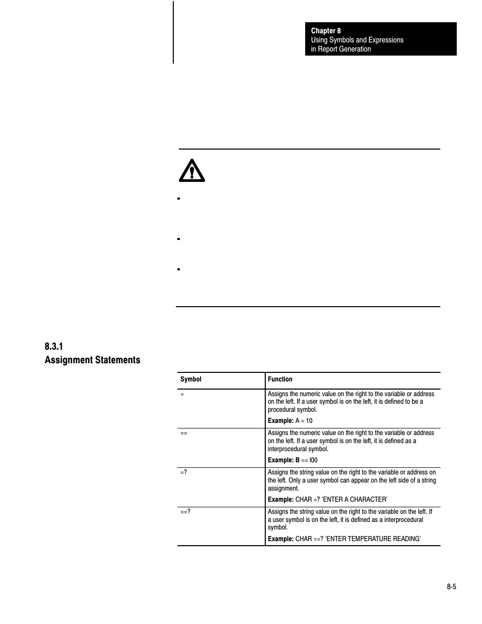 1 assignment statements | Rockwell Automation 1775-S4B,D17756.5.3 User Manual SCANNER/MSG HND User Manual | Page 73 / 167