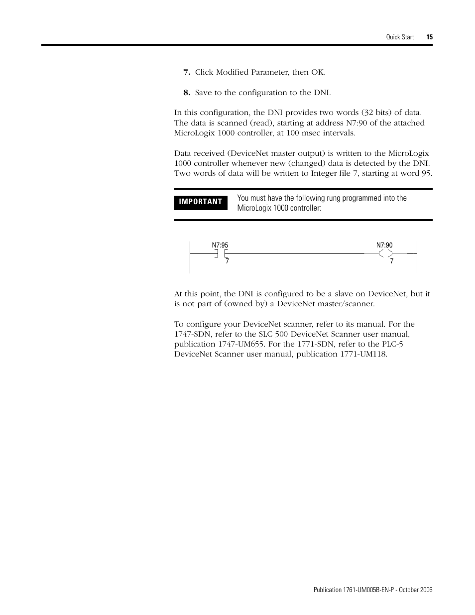 Rockwell Automation 1761-NET-DNI DeviceNet Interface (DNI) User Manual | Page 15 / 100