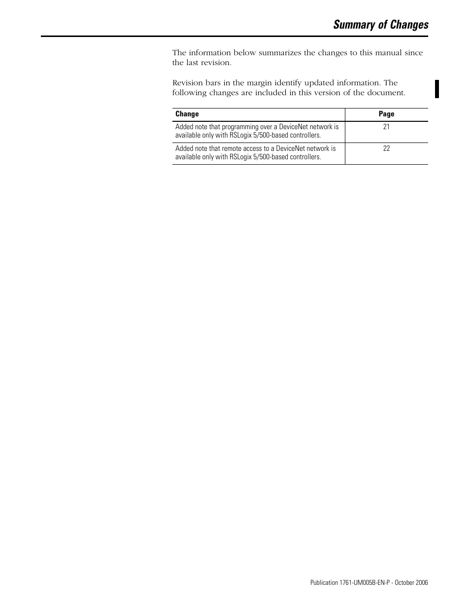 Summary of changes | Rockwell Automation 1761-NET-DNI DeviceNet Interface (DNI) User Manual | Page 3 / 100