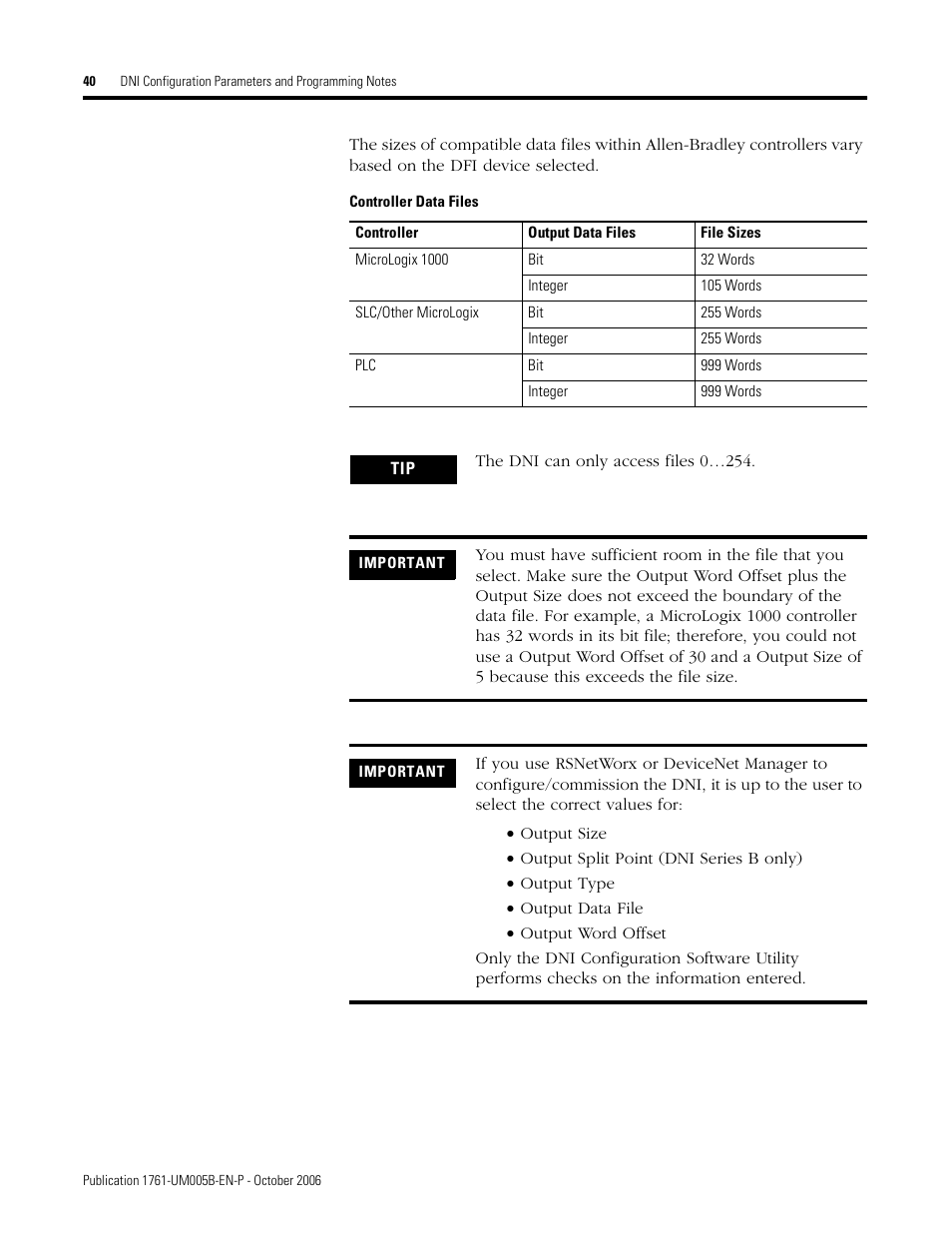 Rockwell Automation 1761-NET-DNI DeviceNet Interface (DNI) User Manual | Page 40 / 100