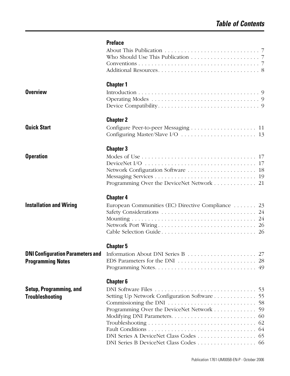 Rockwell Automation 1761-NET-DNI DeviceNet Interface (DNI) User Manual | Page 5 / 100