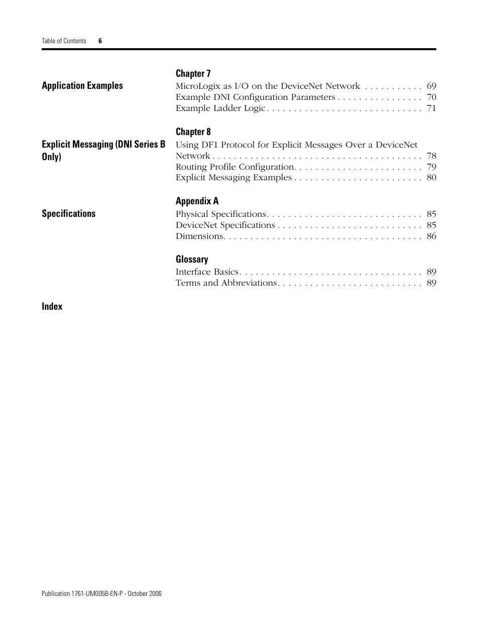 Rockwell Automation 1761-NET-DNI DeviceNet Interface (DNI) User Manual | Page 6 / 100