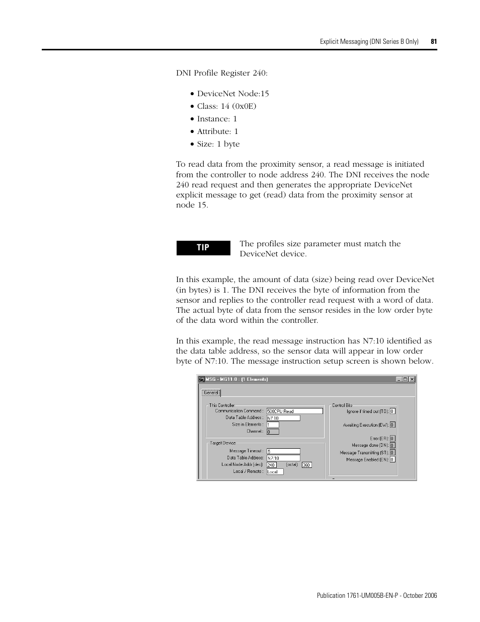 Rockwell Automation 1761-NET-DNI DeviceNet Interface (DNI) User Manual | Page 81 / 100