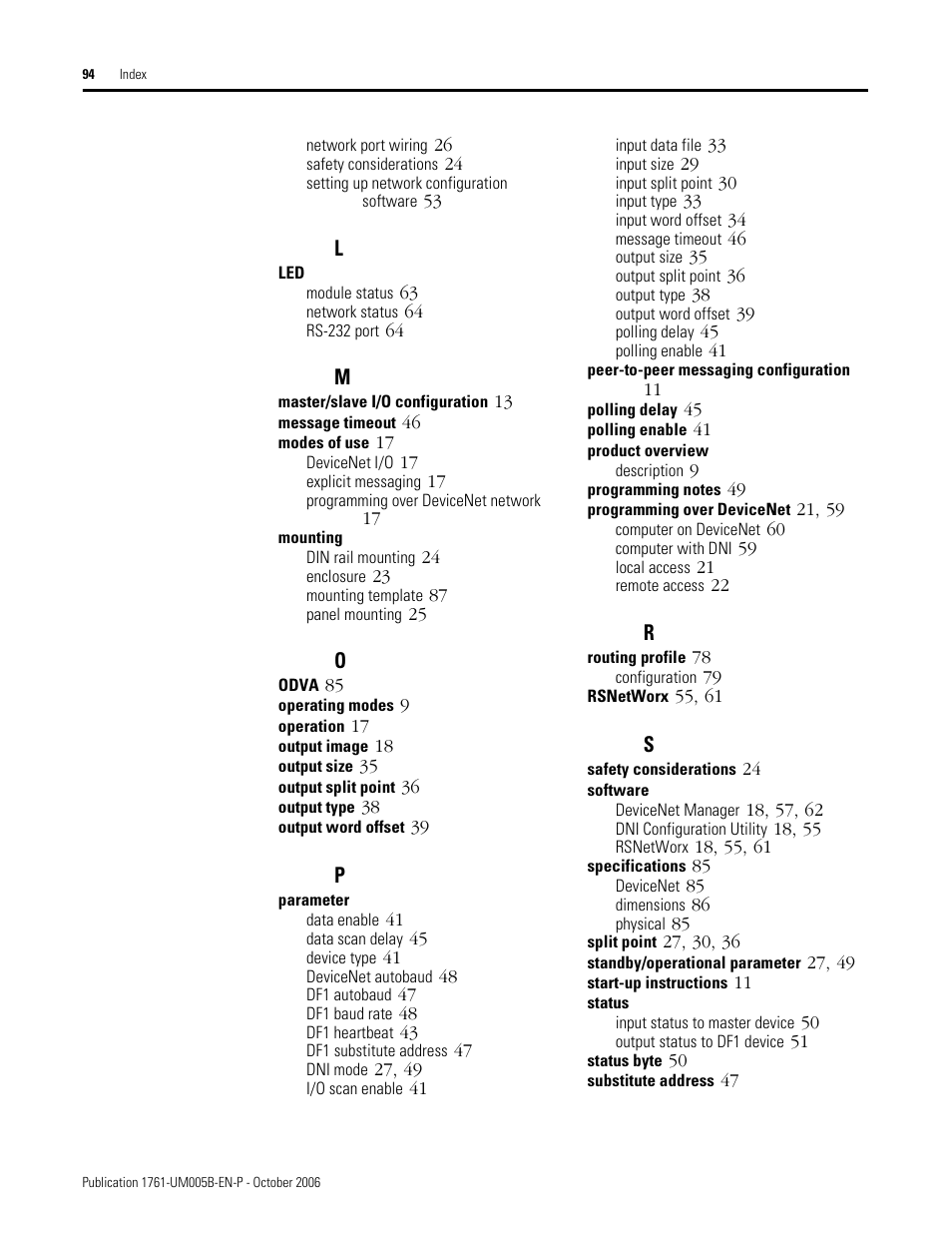 Rockwell Automation 1761-NET-DNI DeviceNet Interface (DNI) User Manual | Page 94 / 100