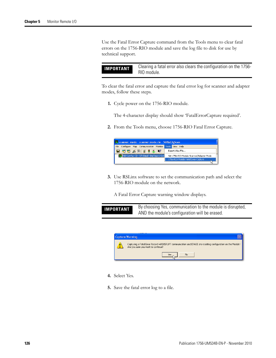 Rockwell Automation 1756-RIO ControlLogix Remote I/O Communication Interface Module User Manual User Manual | Page 126 / 176