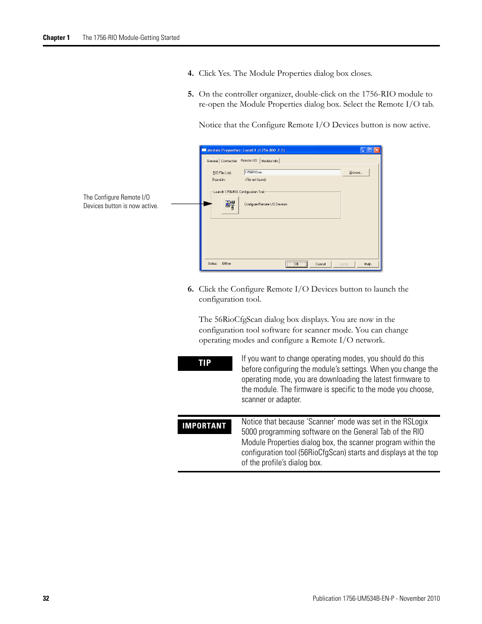 Rockwell Automation 1756-RIO ControlLogix Remote I/O Communication Interface Module User Manual User Manual | Page 32 / 176