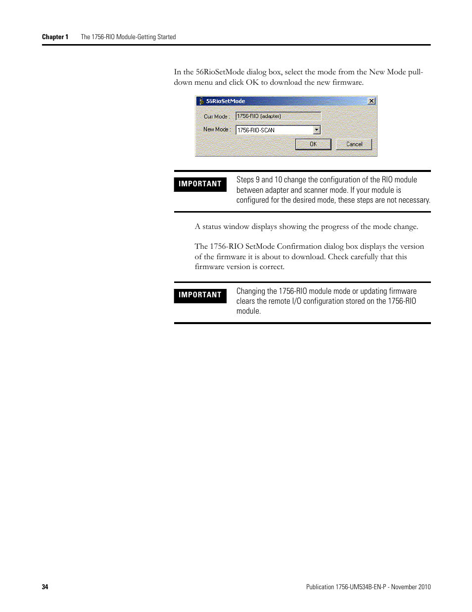 Rockwell Automation 1756-RIO ControlLogix Remote I/O Communication Interface Module User Manual User Manual | Page 34 / 176