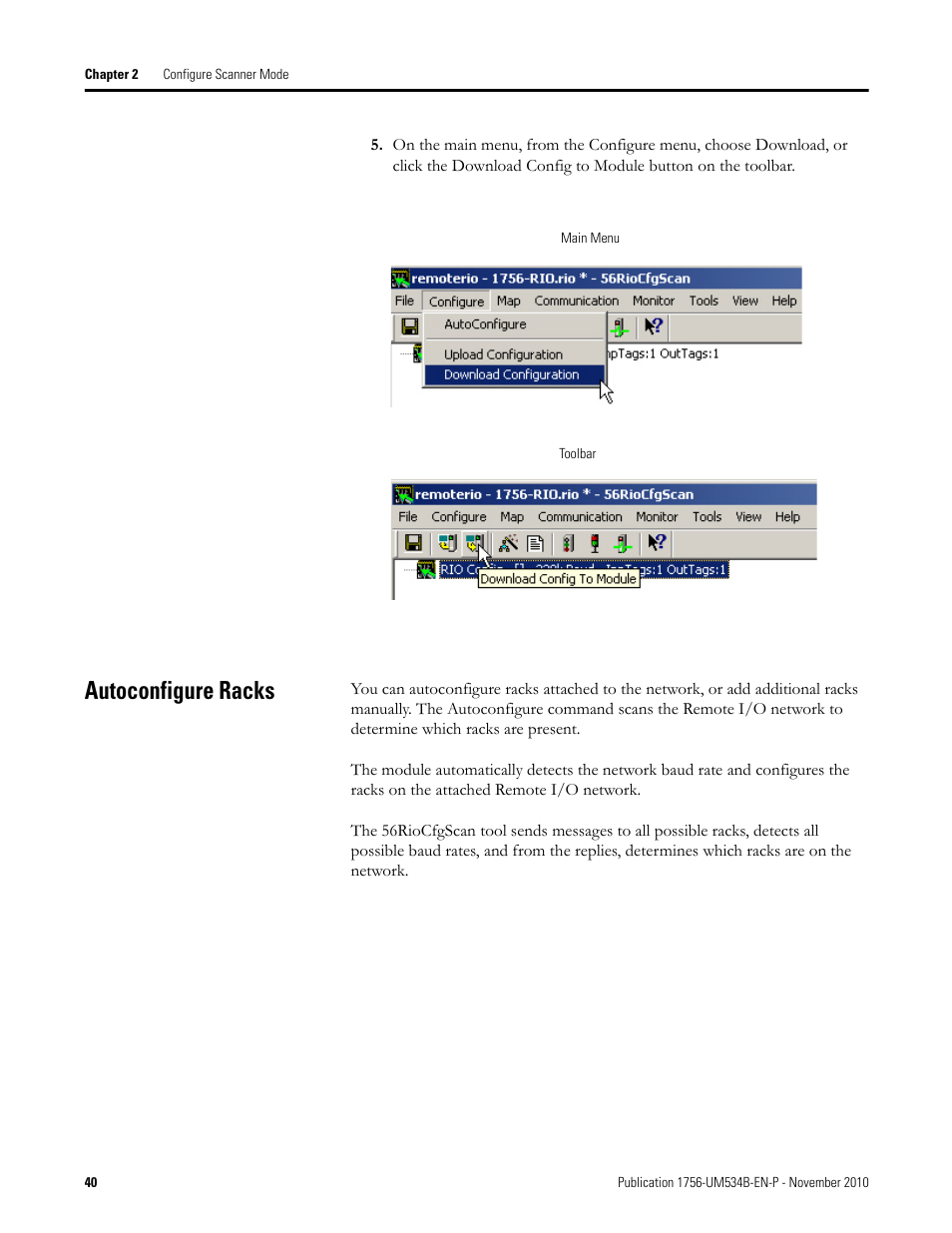 Autoconfigure racks | Rockwell Automation 1756-RIO ControlLogix Remote I/O Communication Interface Module User Manual User Manual | Page 40 / 176