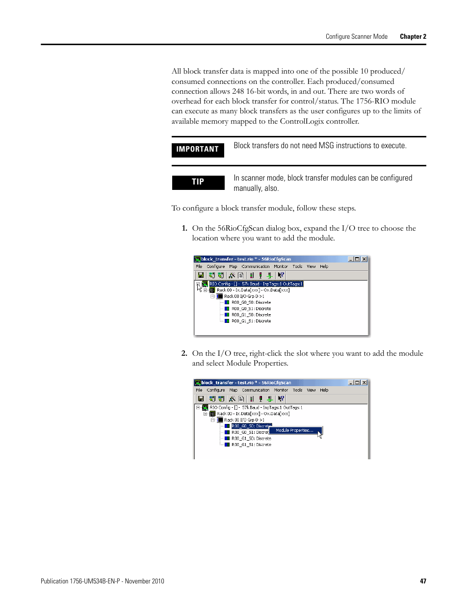 Rockwell Automation 1756-RIO ControlLogix Remote I/O Communication Interface Module User Manual User Manual | Page 47 / 176