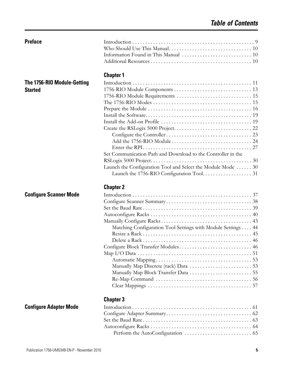 Rockwell Automation 1756-RIO ControlLogix Remote I/O Communication Interface Module User Manual User Manual | Page 5 / 176