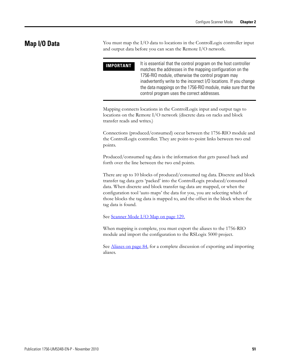 Map i/o data | Rockwell Automation 1756-RIO ControlLogix Remote I/O Communication Interface Module User Manual User Manual | Page 51 / 176