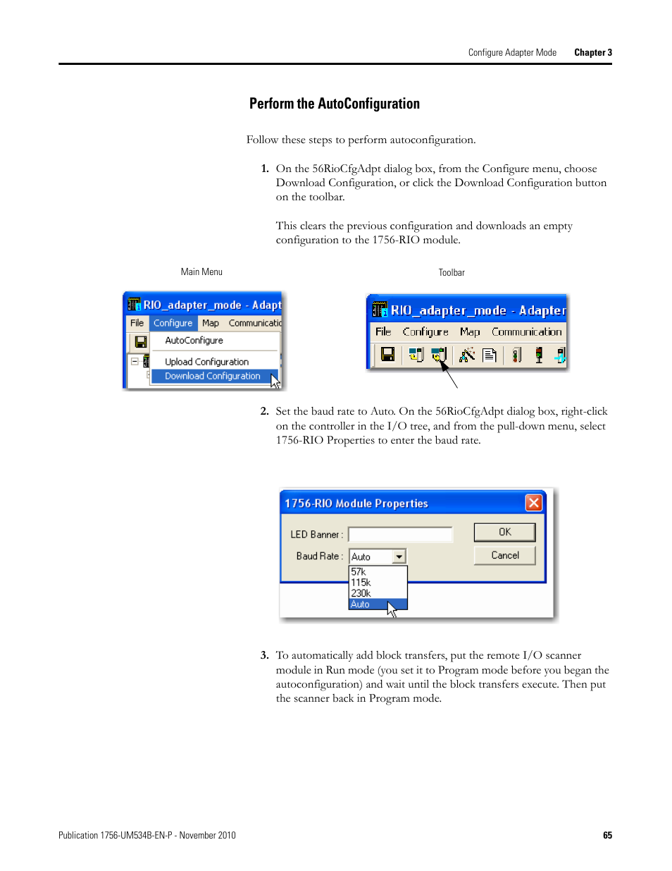 Perform the autoconfiguration | Rockwell Automation 1756-RIO ControlLogix Remote I/O Communication Interface Module User Manual User Manual | Page 65 / 176