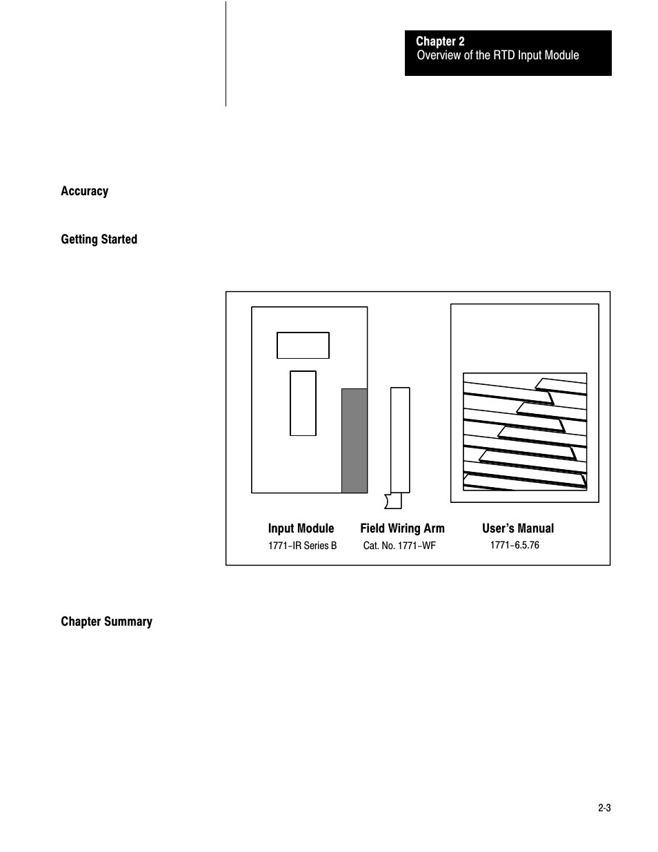 Accuracy, Getting started, Chapter summary | Rockwell Automation 1771-IR , D17716.5.76 RTD INPUT MODULE User Manual | Page 11 / 68