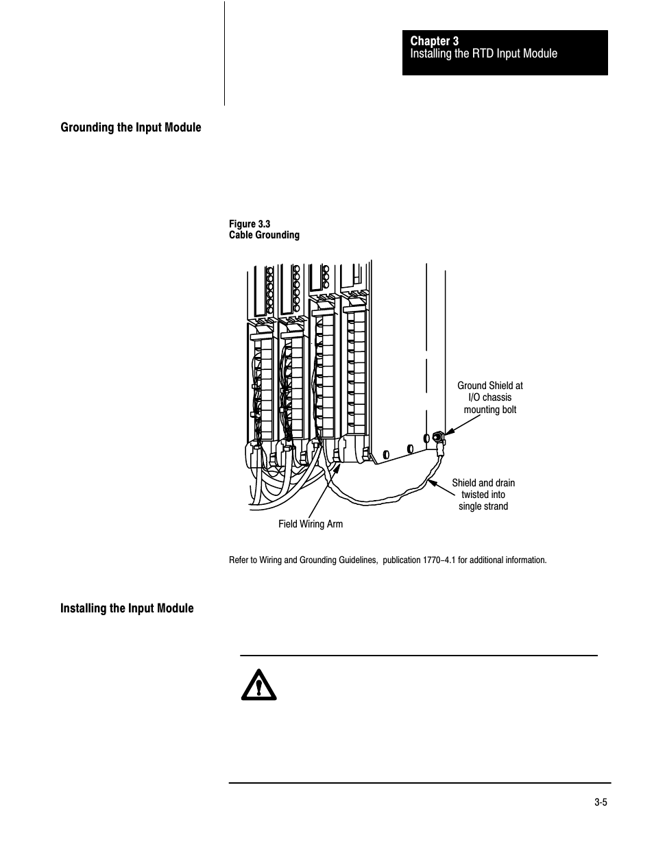 Grounding the input module, Installing the input module | Rockwell Automation 1771-IR , D17716.5.76 RTD INPUT MODULE User Manual | Page 16 / 68