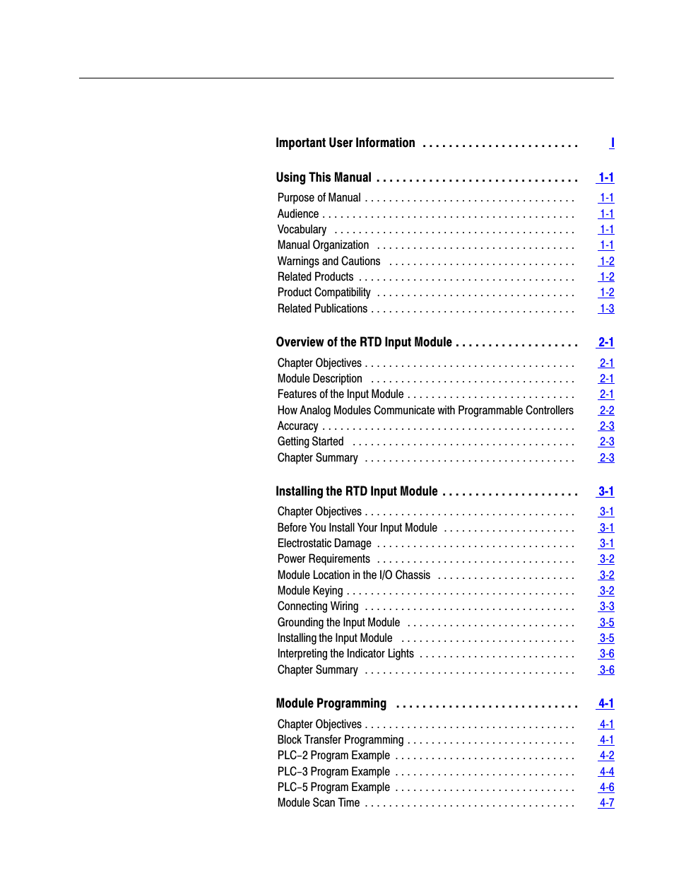 Rockwell Automation 1771-IR , D17716.5.76 RTD INPUT MODULE User Manual | Page 3 / 68