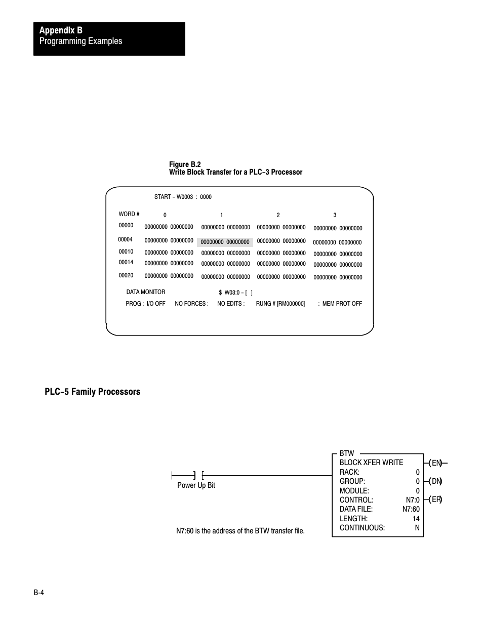 Plc-5 family processors, Programming examples appendix b | Rockwell Automation 1771-IR , D17716.5.76 RTD INPUT MODULE User Manual | Page 50 / 68