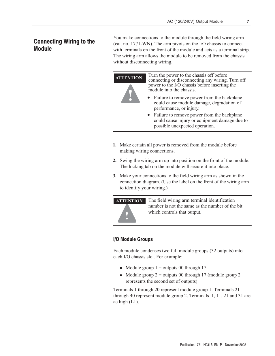 Rockwell Automation 1771-OAN Installation Instructions User Manual | Page 7 / 12
