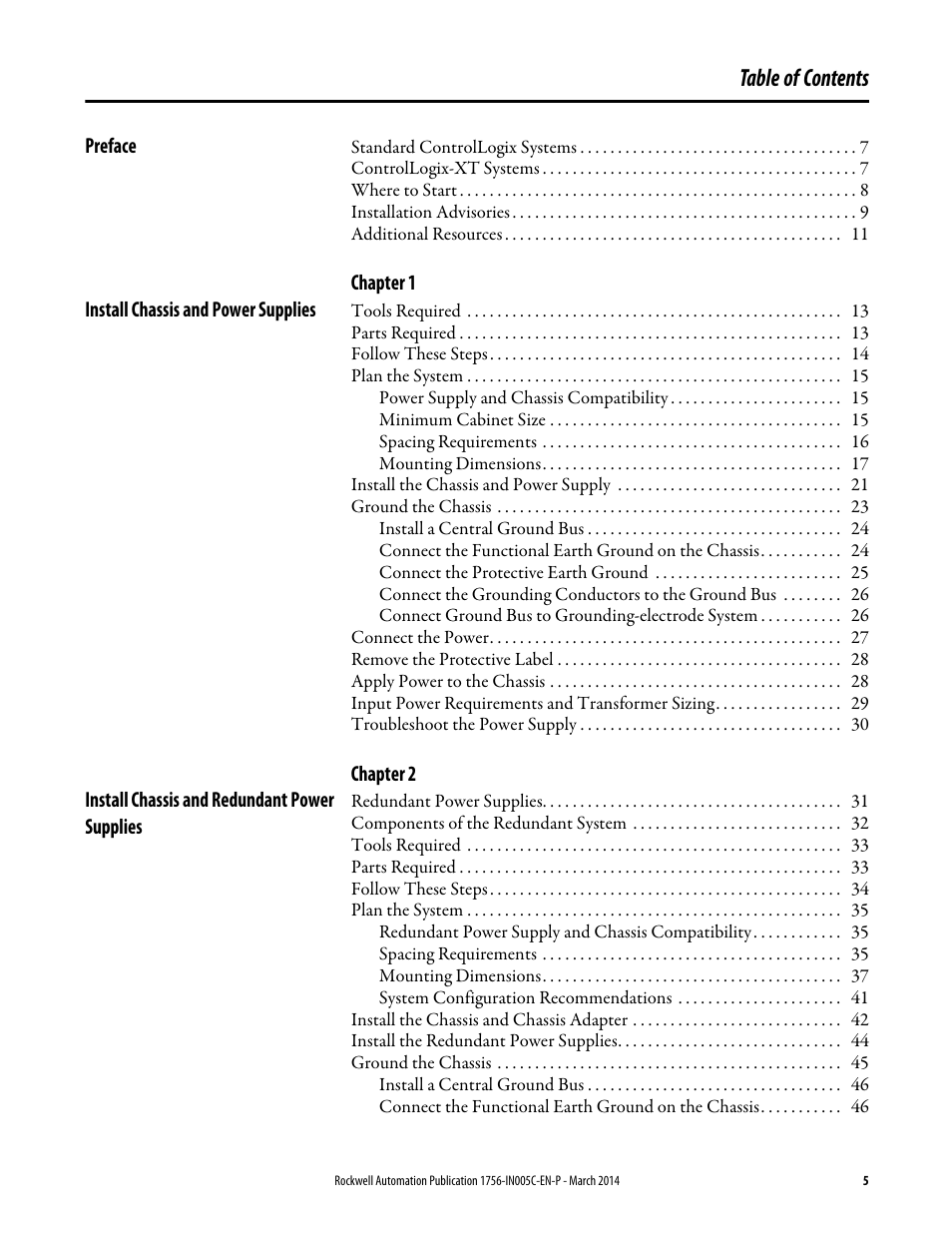 Rockwell Automation 1756-xxxx ControlLogix Chassis and Power Supplies Installation Instructions User Manual | Page 5 / 60