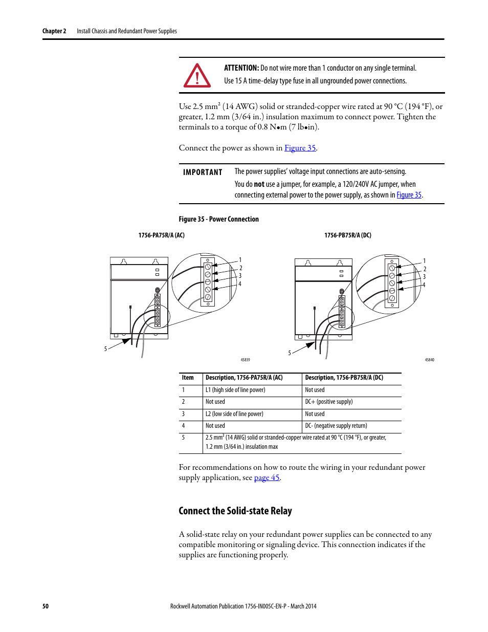 Connect the solid-state relay | Rockwell Automation 1756-xxxx ControlLogix Chassis and Power Supplies Installation Instructions User Manual | Page 50 / 60