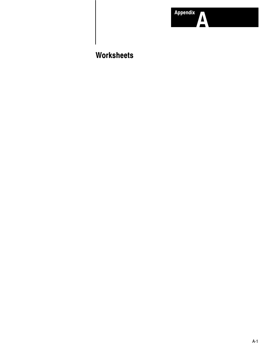 A - worksheets, Worksheets | Rockwell Automation 1771-PD PID MODULE (+DU) User Manual | Page 153 / 242