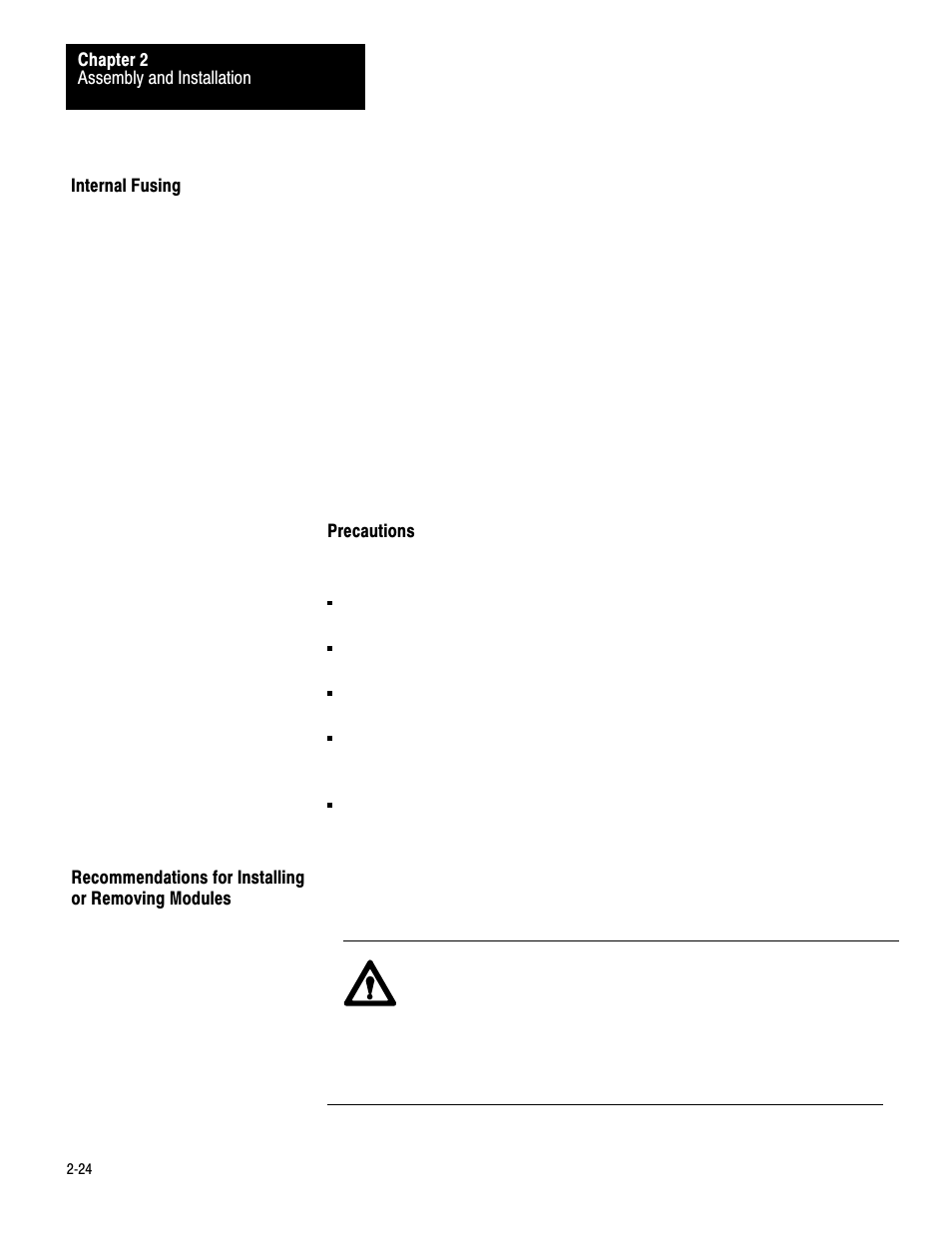 Internal fusing, Recommendations for installing, 2ć24 | Rockwell Automation 1771-PD PID MODULE (+DU) User Manual | Page 37 / 242