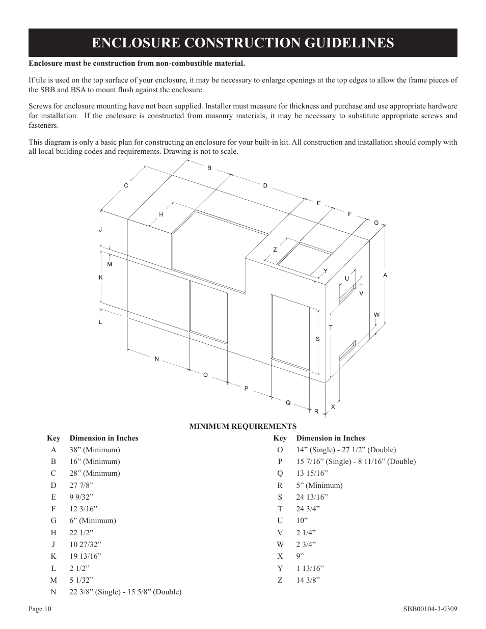 Enclosure construction guidelines | Broilmaster SBB2804-1 User Manual | Page 10 / 24