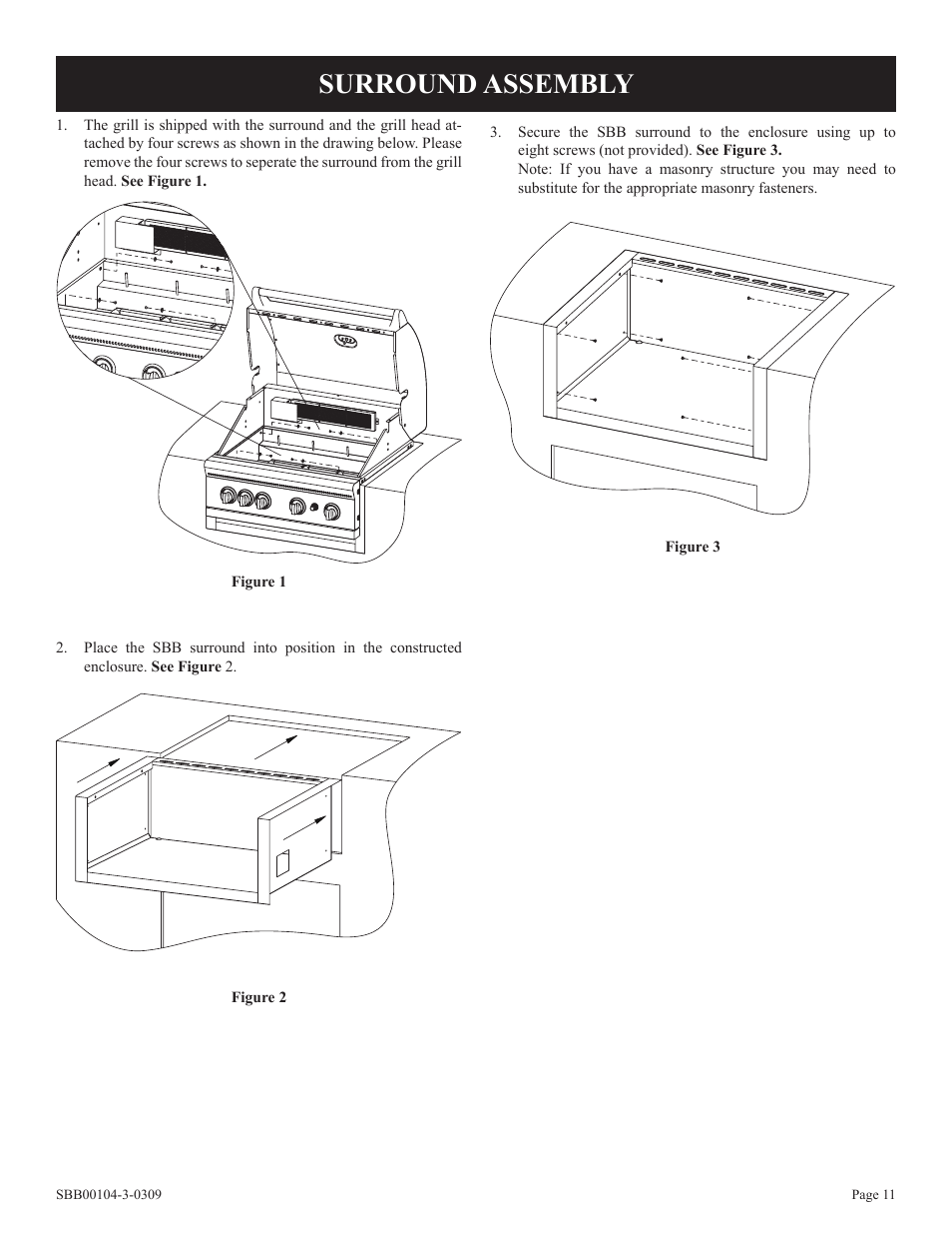 Surround assembly | Broilmaster SBB2804-1 User Manual | Page 11 / 24