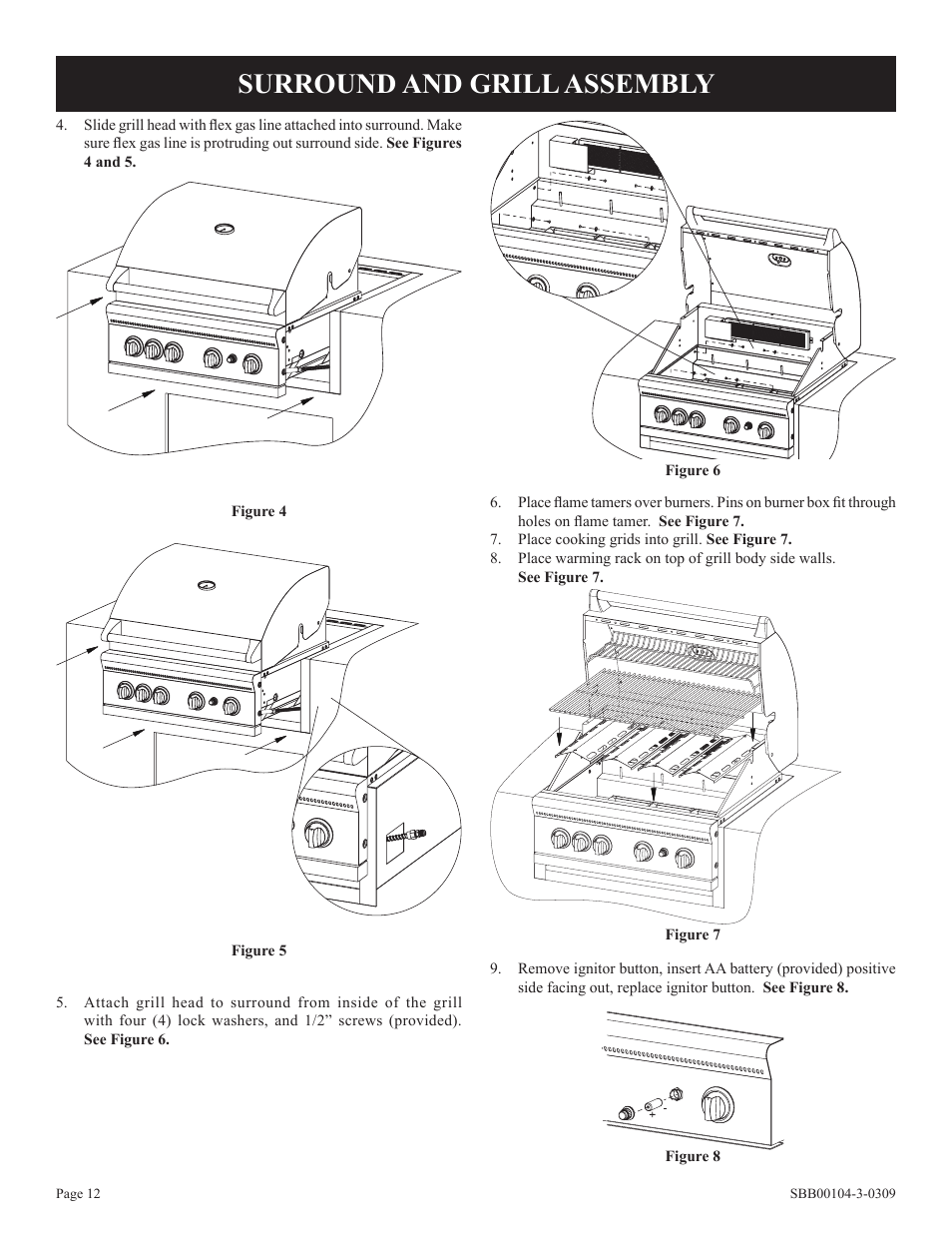 Surround and grill assembly | Broilmaster SBB2804-1 User Manual | Page 12 / 24