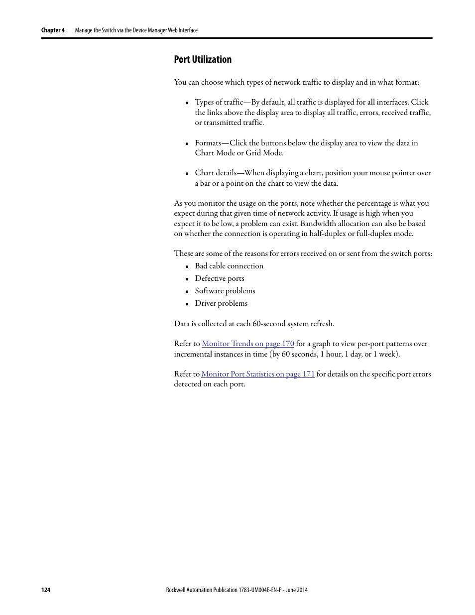 Port utilization | Rockwell Automation 1783-BMxxx Stratix 5700 Ethernet Managed Switches User Manual User Manual | Page 124 / 294