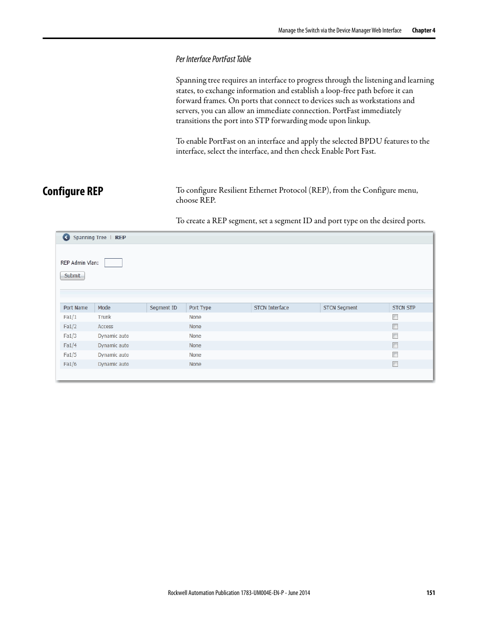 Configure rep | Rockwell Automation 1783-BMxxx Stratix 5700 Ethernet Managed Switches User Manual User Manual | Page 151 / 294