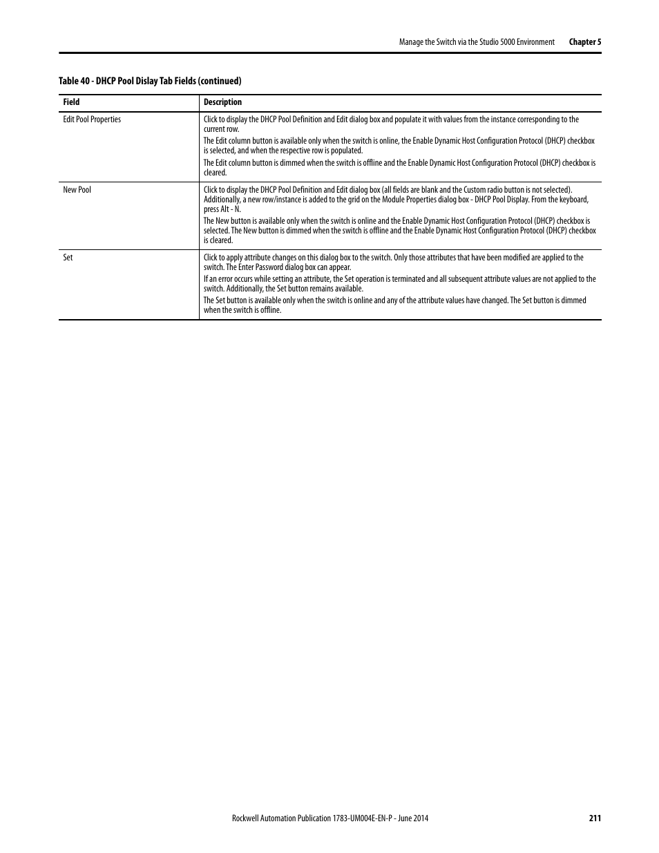 Rockwell Automation 1783-BMxxx Stratix 5700 Ethernet Managed Switches User Manual User Manual | Page 211 / 294