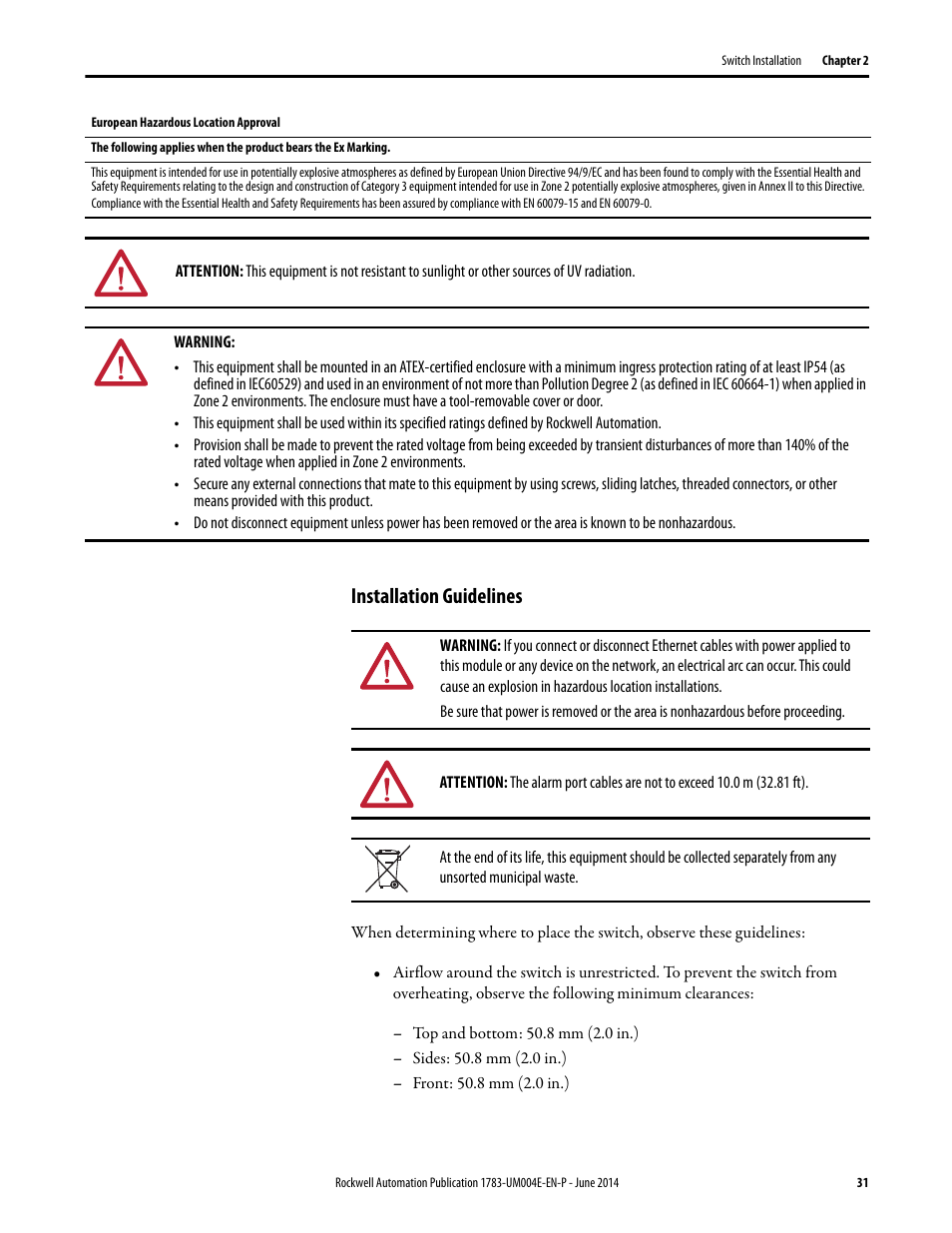 Installation guidelines | Rockwell Automation 1783-BMxxx Stratix 5700 Ethernet Managed Switches User Manual User Manual | Page 31 / 294