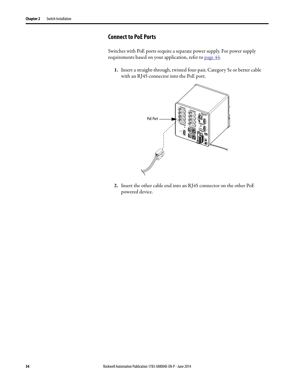 Connect to poe ports | Rockwell Automation 1783-BMxxx Stratix 5700 Ethernet Managed Switches User Manual User Manual | Page 54 / 294