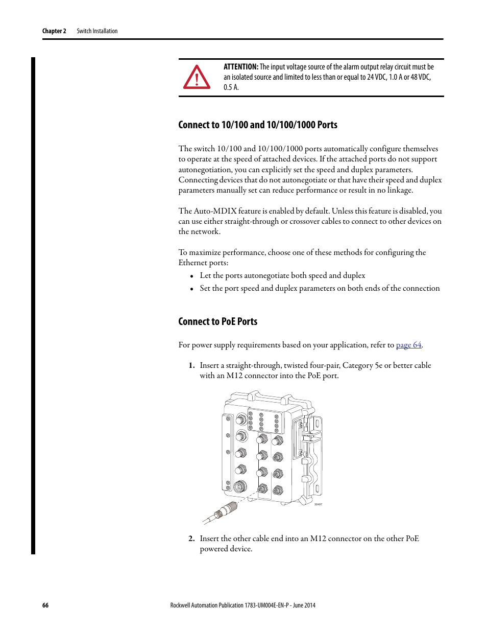 Connect to 10/100 and 10/100/1000 ports, Connect to poe ports | Rockwell Automation 1783-BMxxx Stratix 5700 Ethernet Managed Switches User Manual User Manual | Page 66 / 294