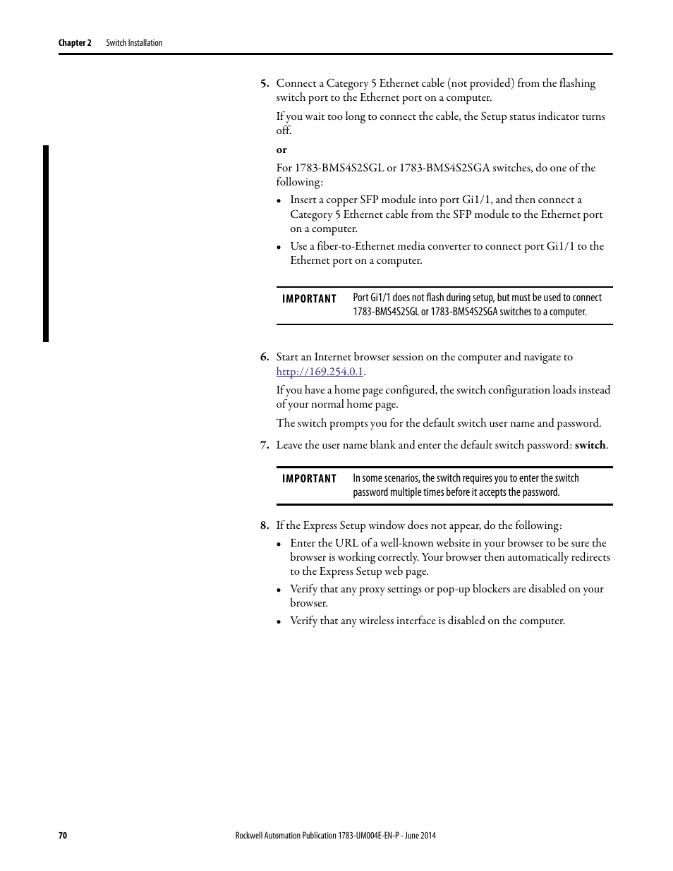 Rockwell Automation 1783-BMxxx Stratix 5700 Ethernet Managed Switches User Manual User Manual | Page 70 / 294
