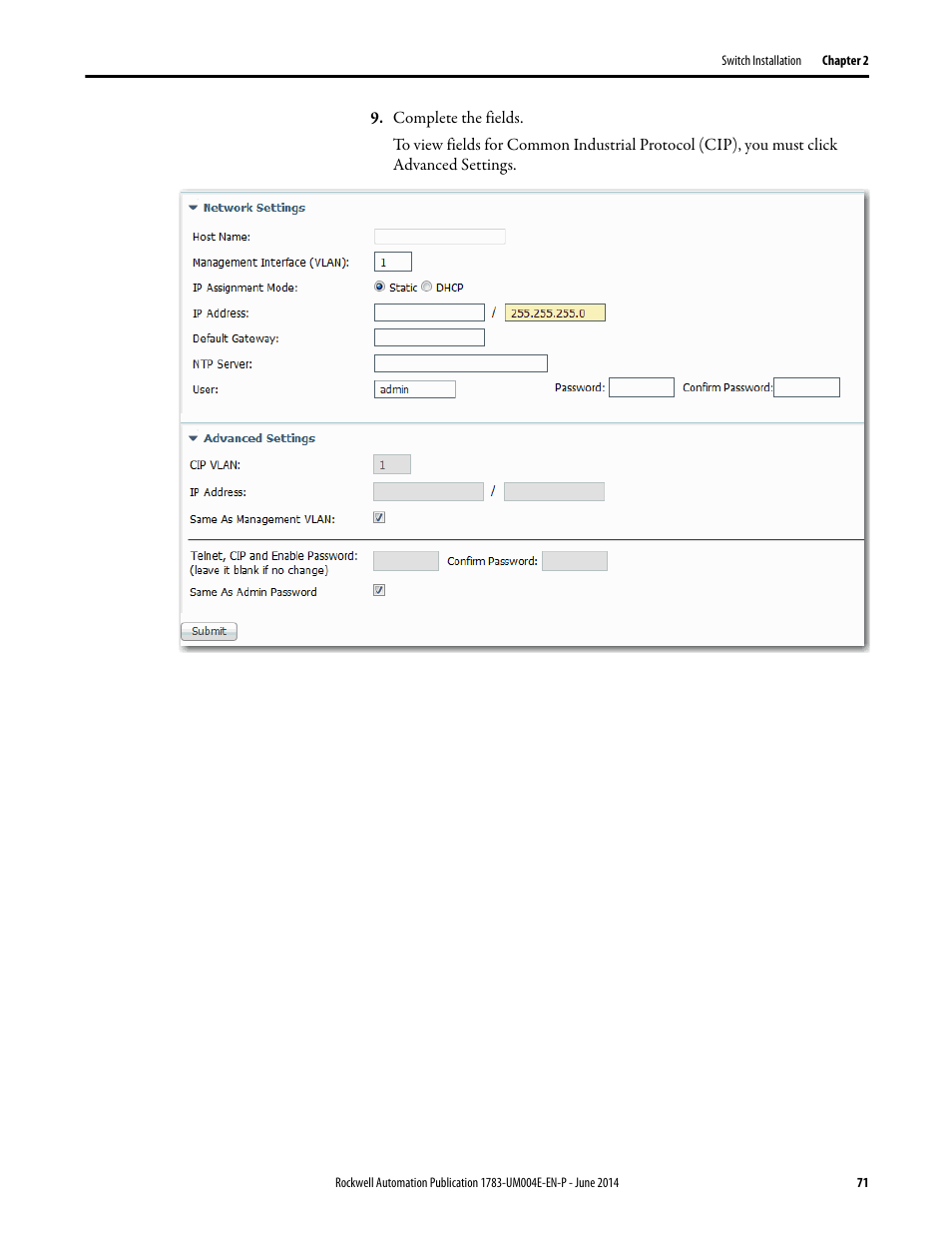 Rockwell Automation 1783-BMxxx Stratix 5700 Ethernet Managed Switches User Manual User Manual | Page 71 / 294