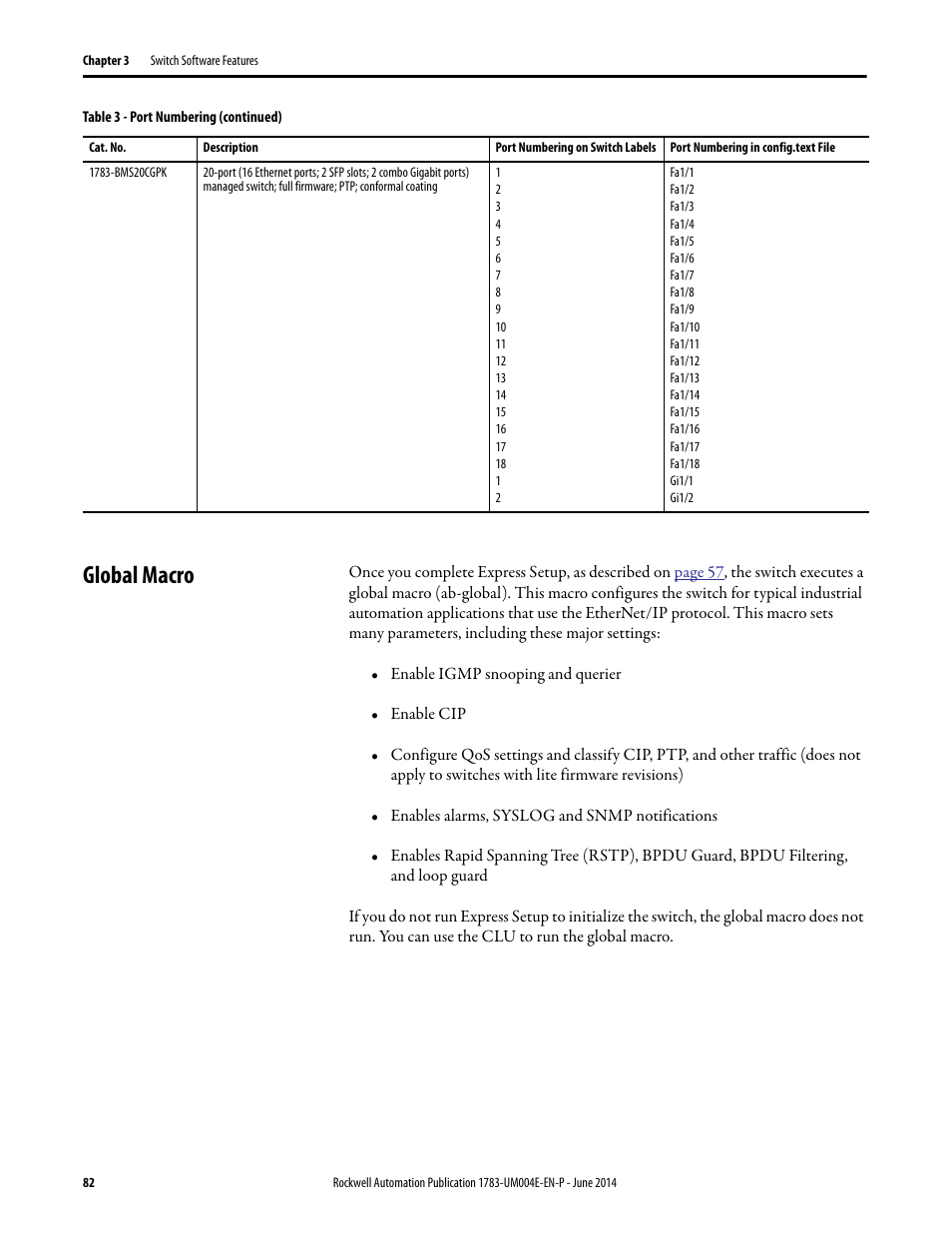 Global macro | Rockwell Automation 1783-BMxxx Stratix 5700 Ethernet Managed Switches User Manual User Manual | Page 82 / 294