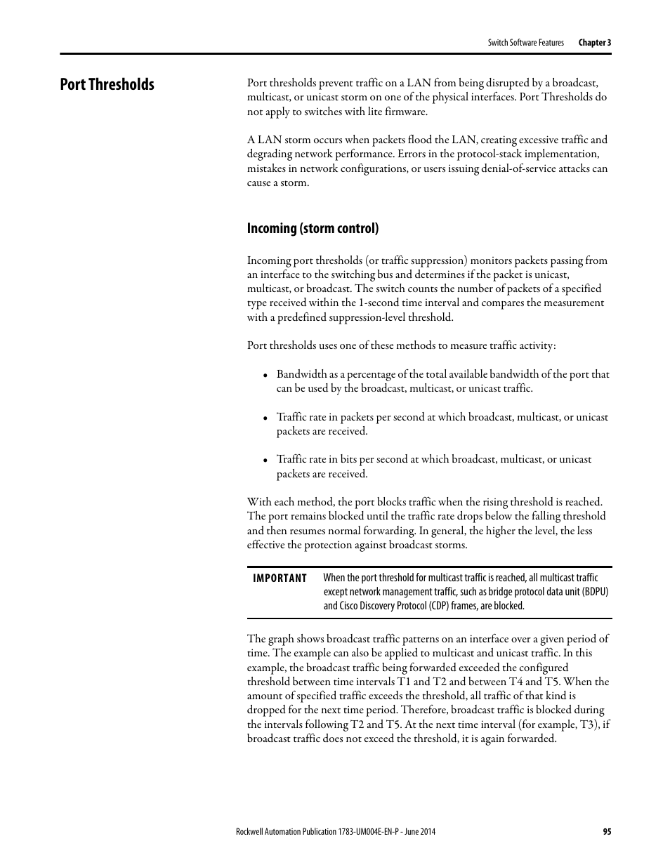 Port thresholds, Incoming (storm control) | Rockwell Automation 1783-BMxxx Stratix 5700 Ethernet Managed Switches User Manual User Manual | Page 95 / 294